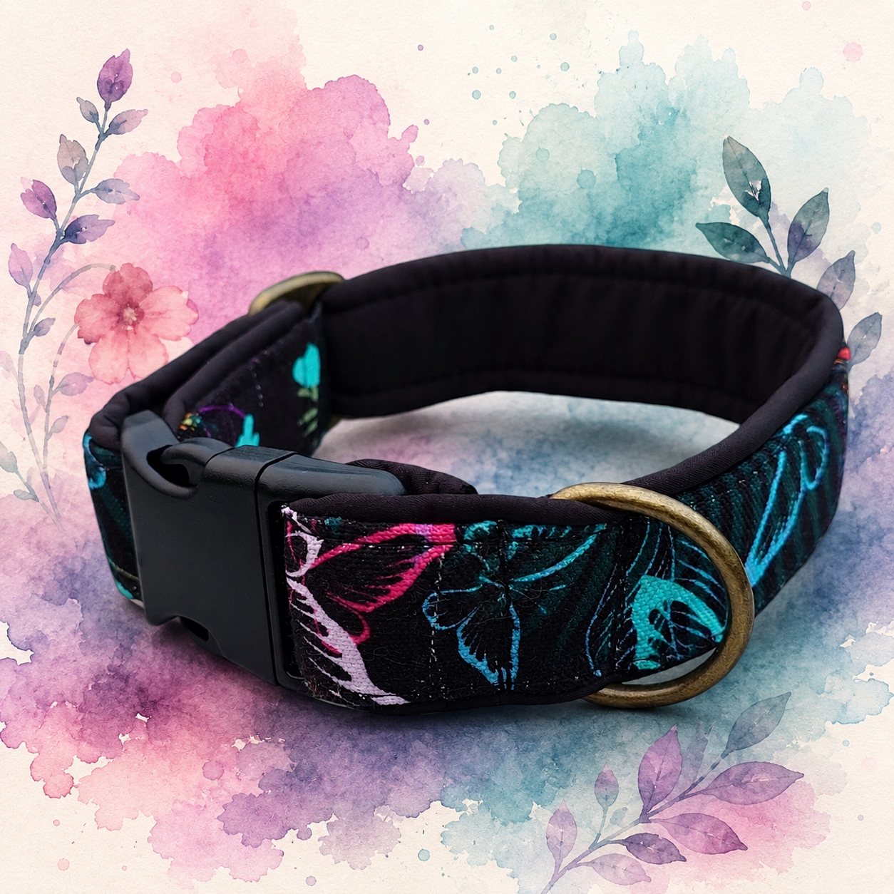 Steckschnallenhalsband Twin " Butterfly" 40-47 cm Halsumfang